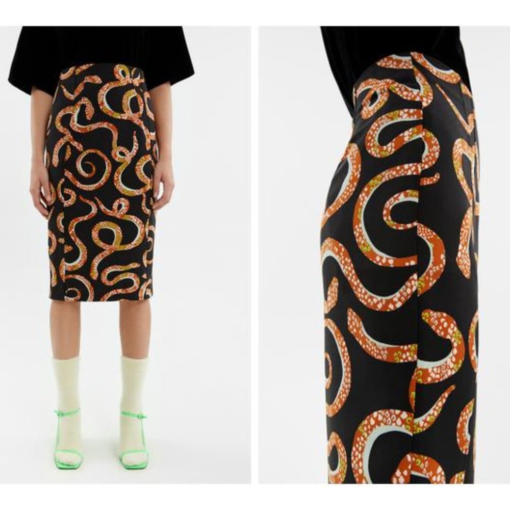 Stylish Black and Orange Pencil Skirt